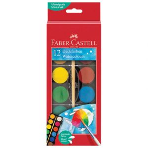 BOJA VODENA FI 30MM 12BOJA PLUS KIST FABER CASTELL 125018 BLISTER
