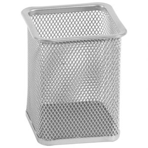 ČAŠA ZA OLOVKE METALNA ŽICA ČETVRTASTA 8X8X9,8CM LD01-39 FORNAX SREBRNA