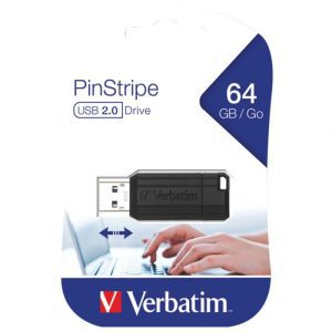 MEMORIJA USB 64GB 2.0 PINSTRIPE VERBATIM 49065 CRNI BLISTER