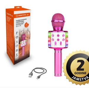 MANTA mikrofon bežični sa zvučnikom i karaoke funkcijom, LED rasvjeta MIC21-PKL