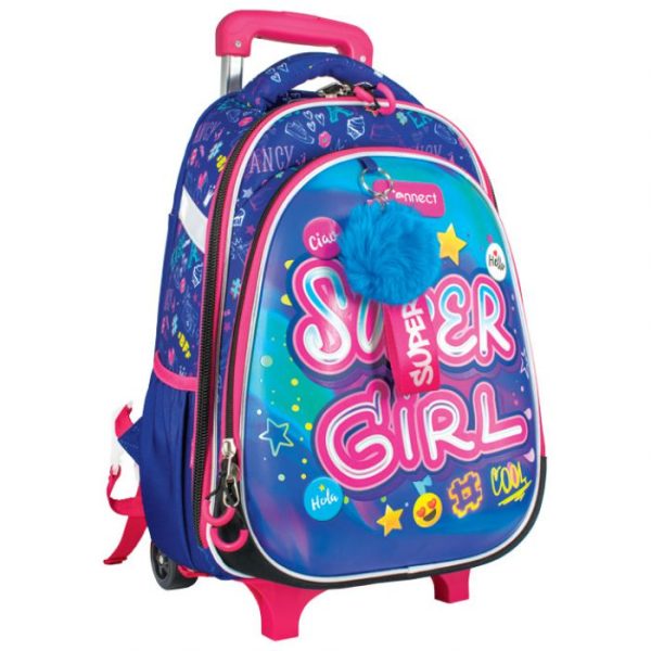 školski ruksak anatomski s kotačićima super girl connect
