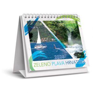 KALENDAR STOLNI MALI "ZELENO-PLAVA HRVATSKA" 13 LISTOVA, SPIRALA
